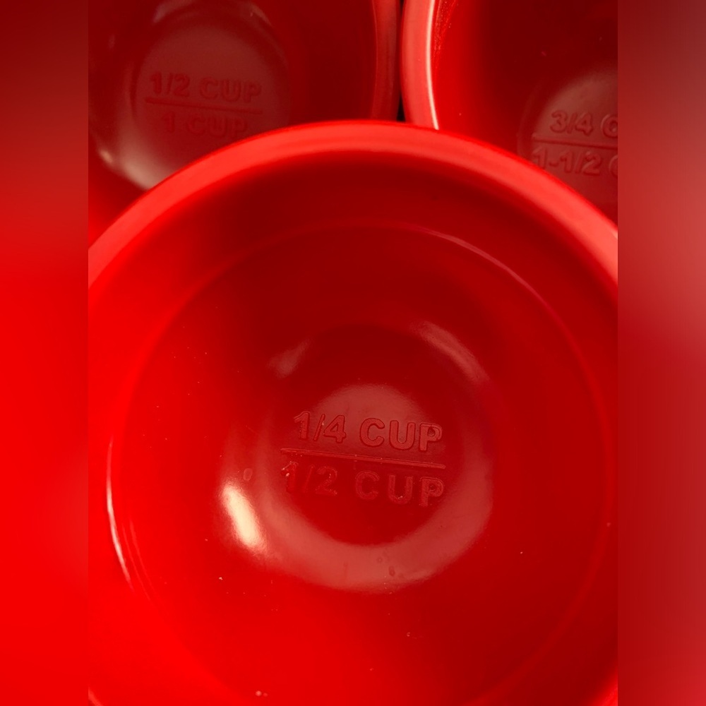 NWOT Red Melamine Nesting Measuring Bowls, Set of 5, 1/8 - 2 Cups - Picture 3 of 10